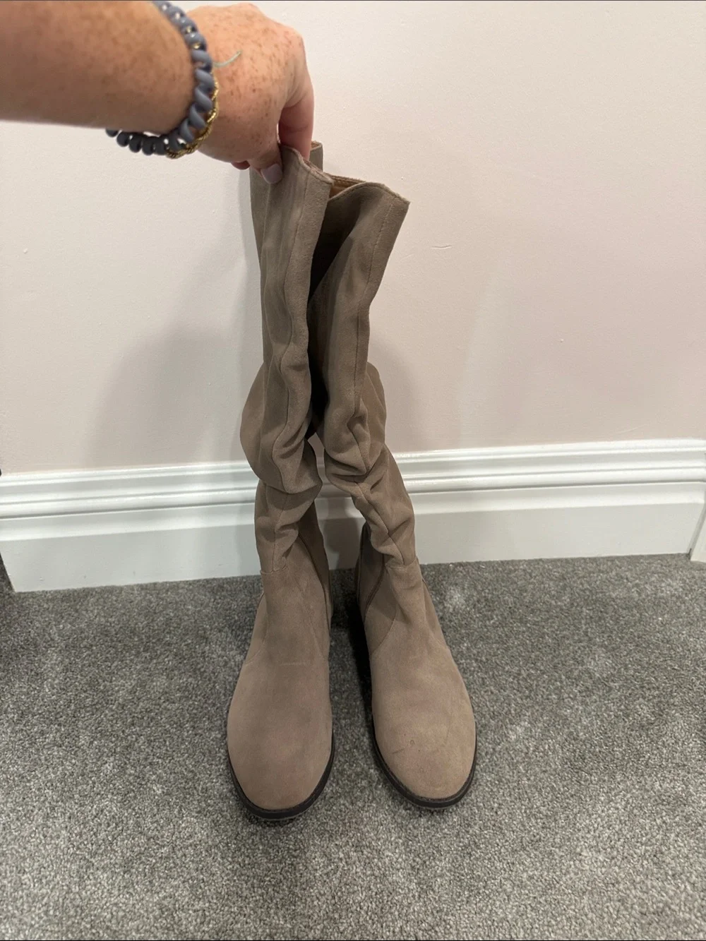 Steve madden Taupe Suede Knee-High Flat Boots - Women